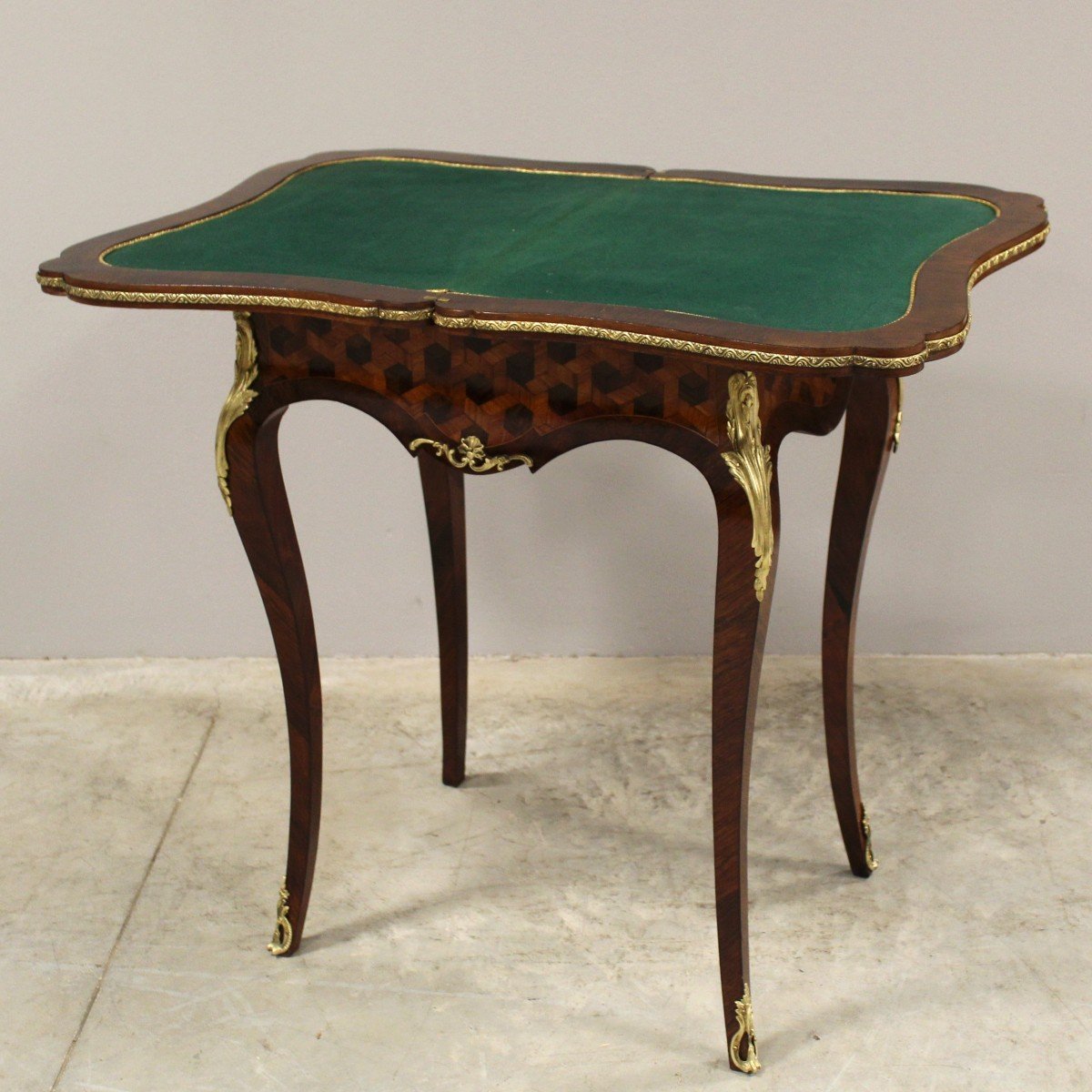 Antica Console Tavolino da gioco Napoleone III intarsiato - 19°secolo-photo-4
