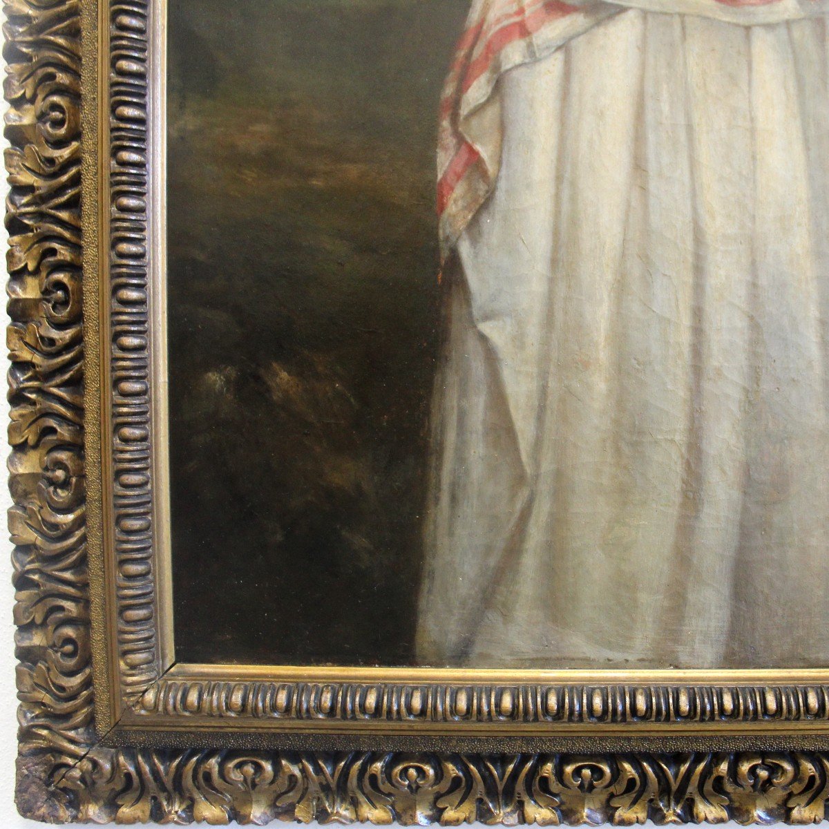 Antico Dipinto ad olio su tela con cornice dorata - 19°secolo-photo-2
