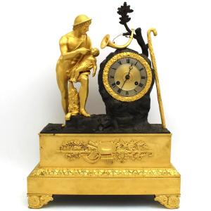 Antico Orologio a Pendolo Impero in bronzo dorato - 19°secolo
