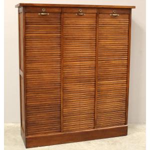 Antico classificatore serranda archivio schedario  in rovere