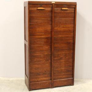 Antico classificatore serranda archivio schedario in rovere