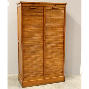 Antico classificatore serranda archivio schedario in rovere