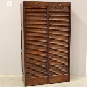Antico classificatore serranda archivio schedario in rovere