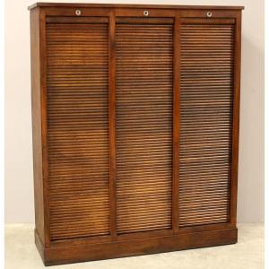 Antico classificatore serranda archivio schedario in rovere