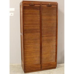 Antico classificatore serranda archivio schedario in rovere