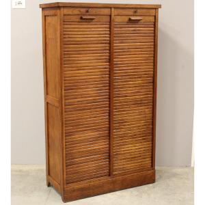 Antico classificatore serranda archivio schedario in rovere 