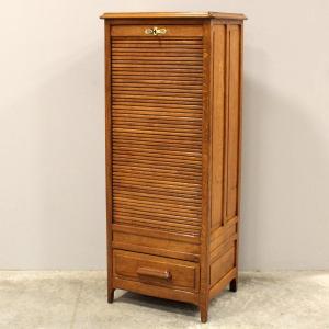 Antico classificatore serranda archivio schedario in rovere