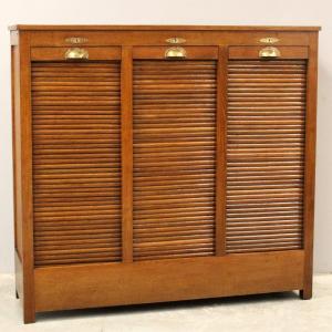 Antico classificatore serranda archivio schedario in rovere