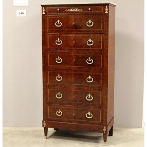 Antico settimanale settimino cassettiera Napoleone III intarsiato - 19°secolo