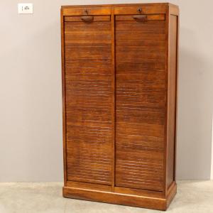 Antico classificatore serranda archivio schedario in rovere