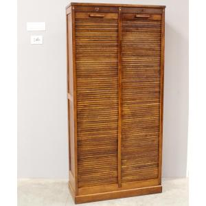 Antico classificatore serranda archivio schedario in rovere