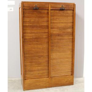 Antico classificatore serranda archivio schedario in rovere
