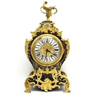 Antico Orologio a Pendolo Cartel intarsiato Boulle (H.50) - 19°secolo