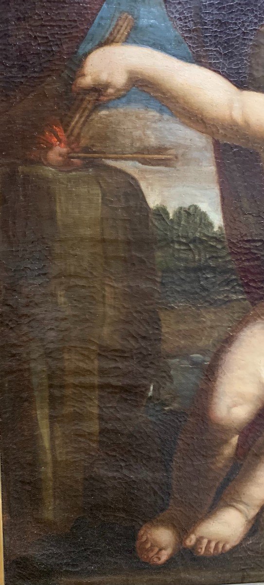 BARTOLOMEO GENNARI - "Omnia vincit amor" dipinto ad olio su tela-photo-2