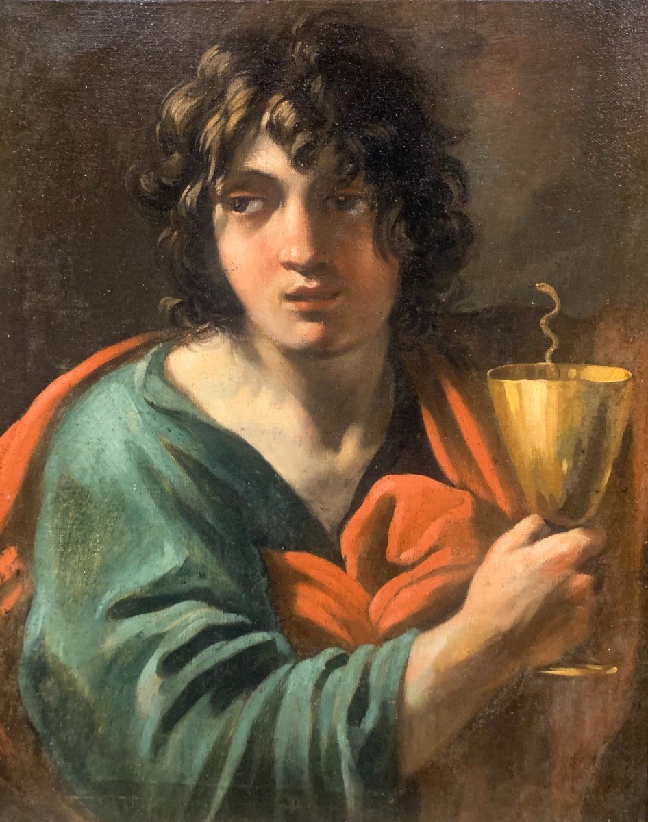 SAN GIOVANNI EVANGELISTA - DIPINTO SU TELA - cerchia di  SIMON VOUET -photo-2