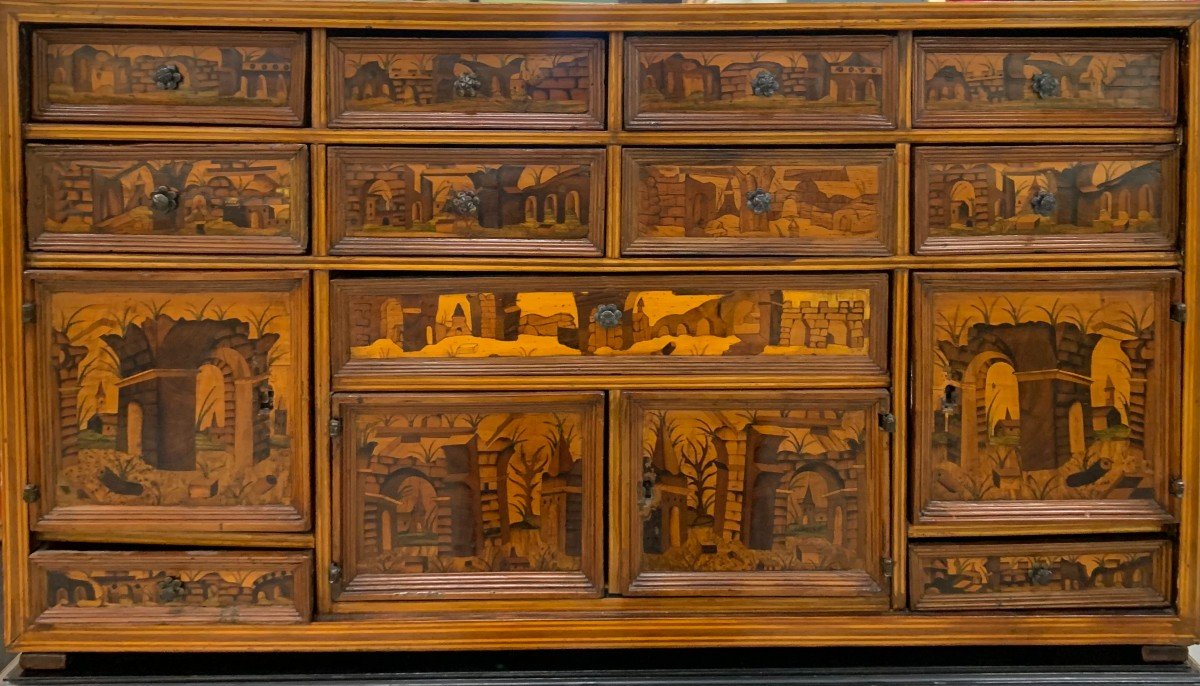 STIPO MONETIERE IN LEGNO INTARSIATO - ROLO XVIII SECOLO.-photo-2