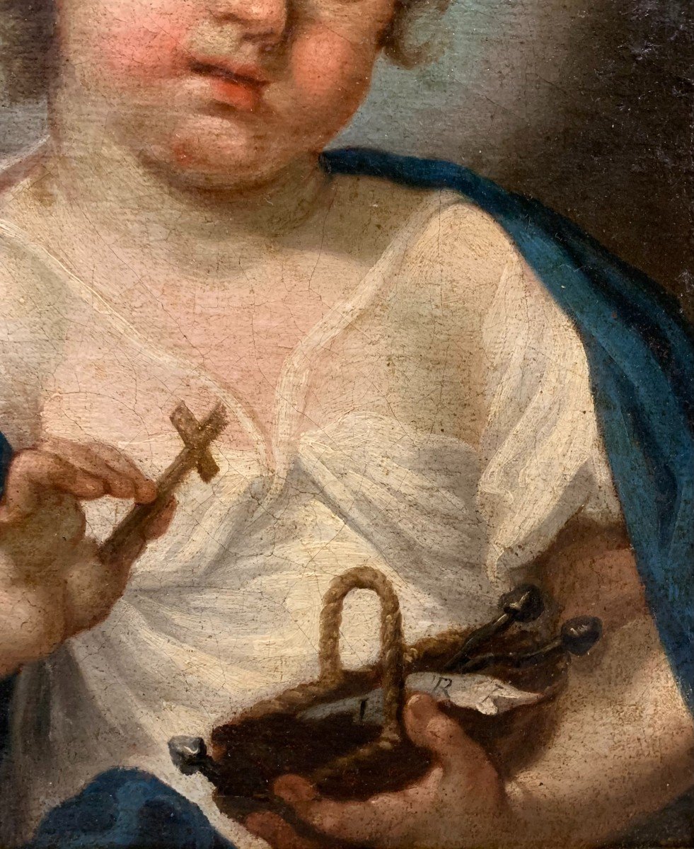 GESU' BAMBINO Dipinto ad olio su tela XVIII secolo - Giuseppe Angeli-photo-4