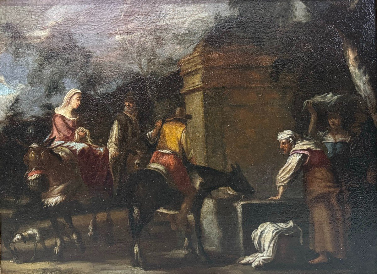 Matteo Ghidoni dei Pitocchi - Coppia di scene con viandanti dipinti ad olio su tela-photo-3