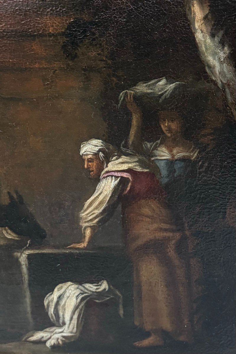 Matteo Ghidoni dei Pitocchi - Coppia di scene con viandanti dipinti ad olio su tela-photo-4