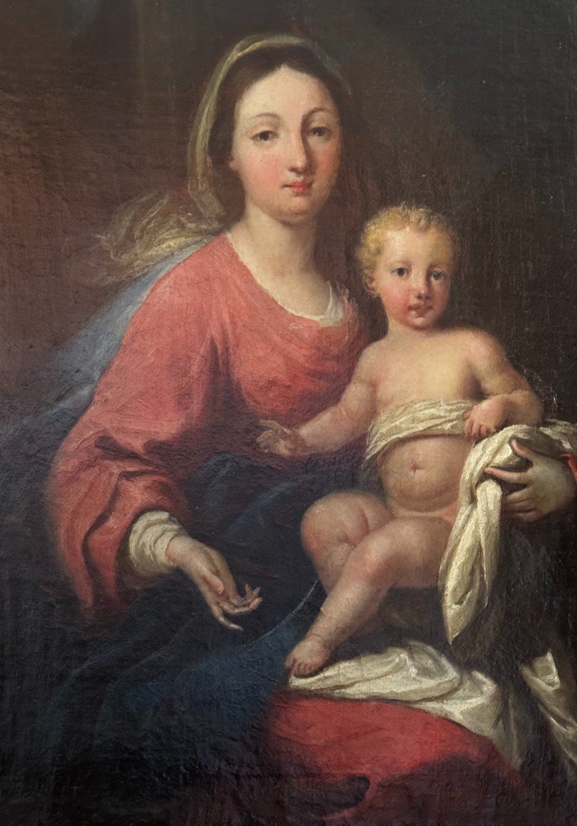 Madonna con Bambino – Dipinto olio su tela fine XVIII secolo-photo-3