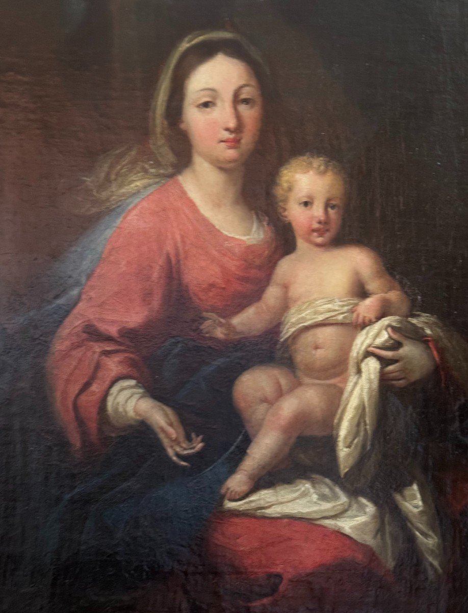 Madonna con Bambino – Dipinto olio su tela fine XVIII secolo-photo-4