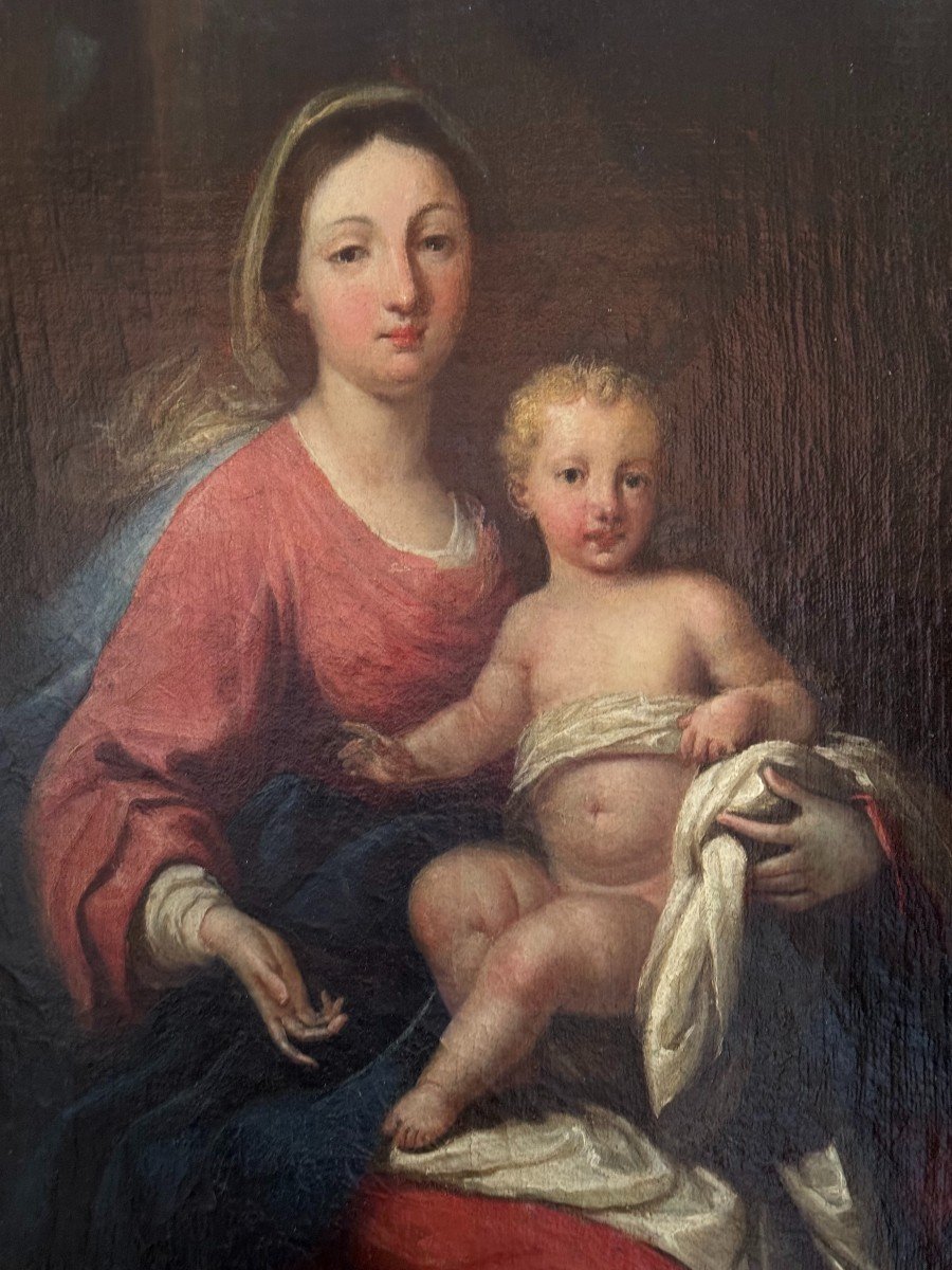 Madonna con Bambino – Dipinto olio su tela fine XVIII secolo-photo-2