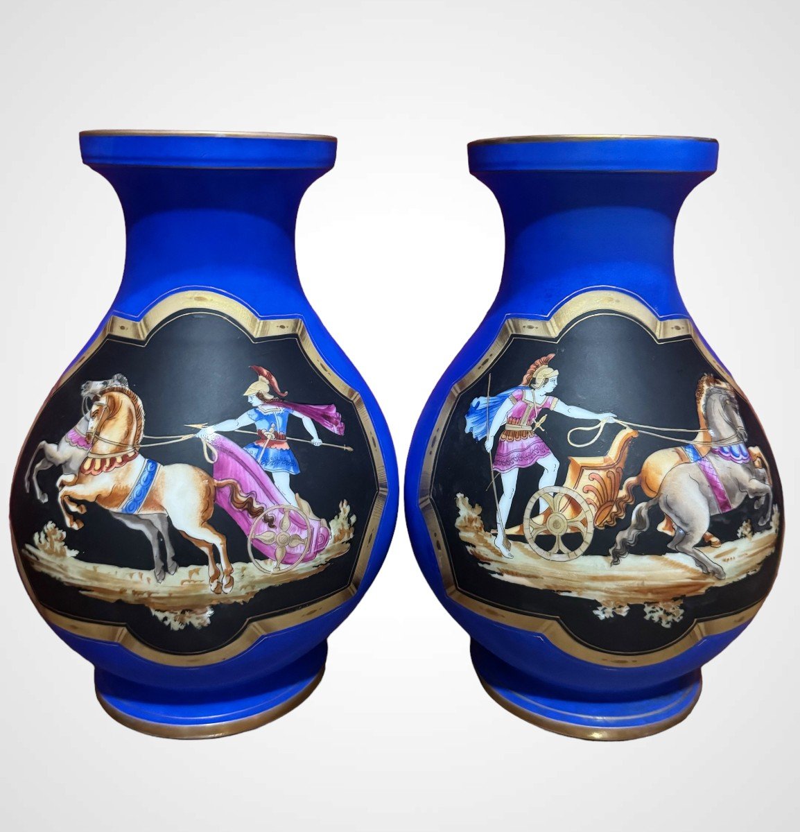 COPPIA DI VASI IN PORCELLANA BLU REALE - FINE XIX SECOLO-photo-2