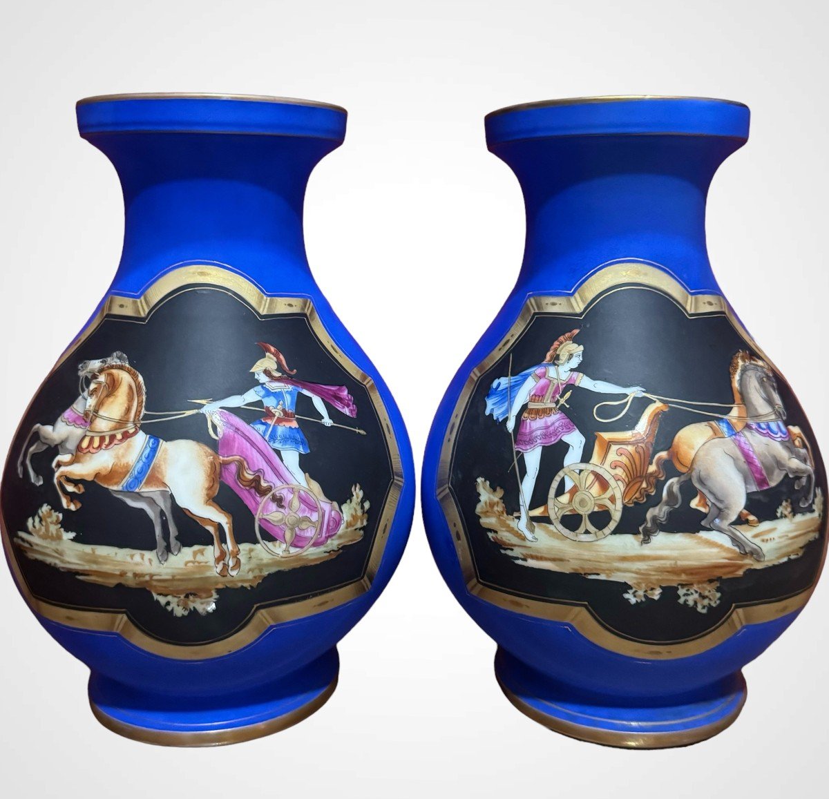 COPPIA DI VASI IN PORCELLANA BLU REALE - FINE XIX SECOLO