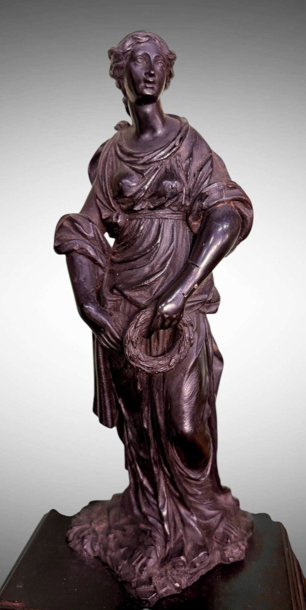 STATUA IN EBANO RAFFIGURANTE FIGURA FEMMINILE ALLEGORICA  - XVII SECOLO-photo-1