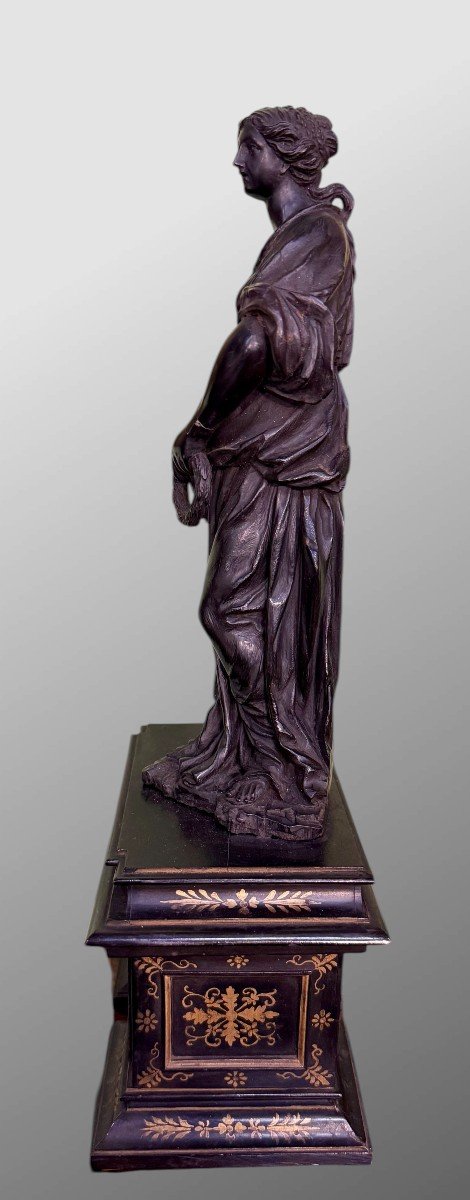 STATUA IN EBANO RAFFIGURANTE FIGURA FEMMINILE ALLEGORICA  - XVII SECOLO-photo-2