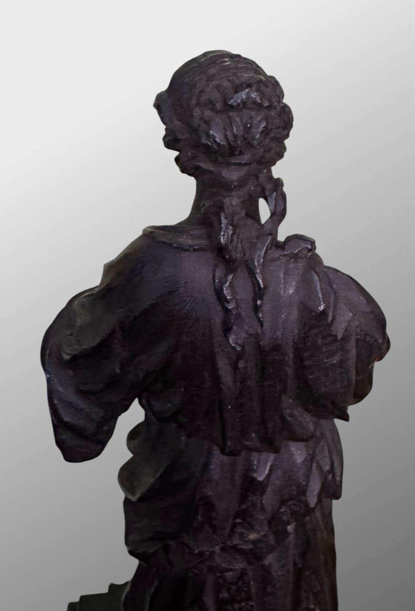 STATUA IN EBANO RAFFIGURANTE FIGURA FEMMINILE ALLEGORICA  - XVII SECOLO-photo-3