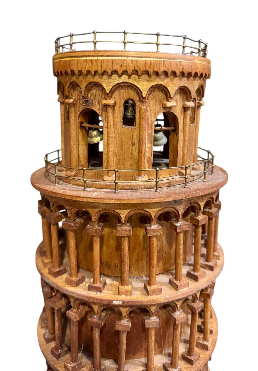 Grand Tour – Modellino della Torre di Pisa in legno – XIX secolo.-photo-2