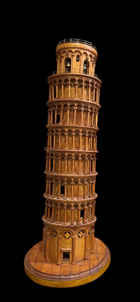 Grand Tour – Modellino della Torre di Pisa in legno – XIX secolo.-photo-4