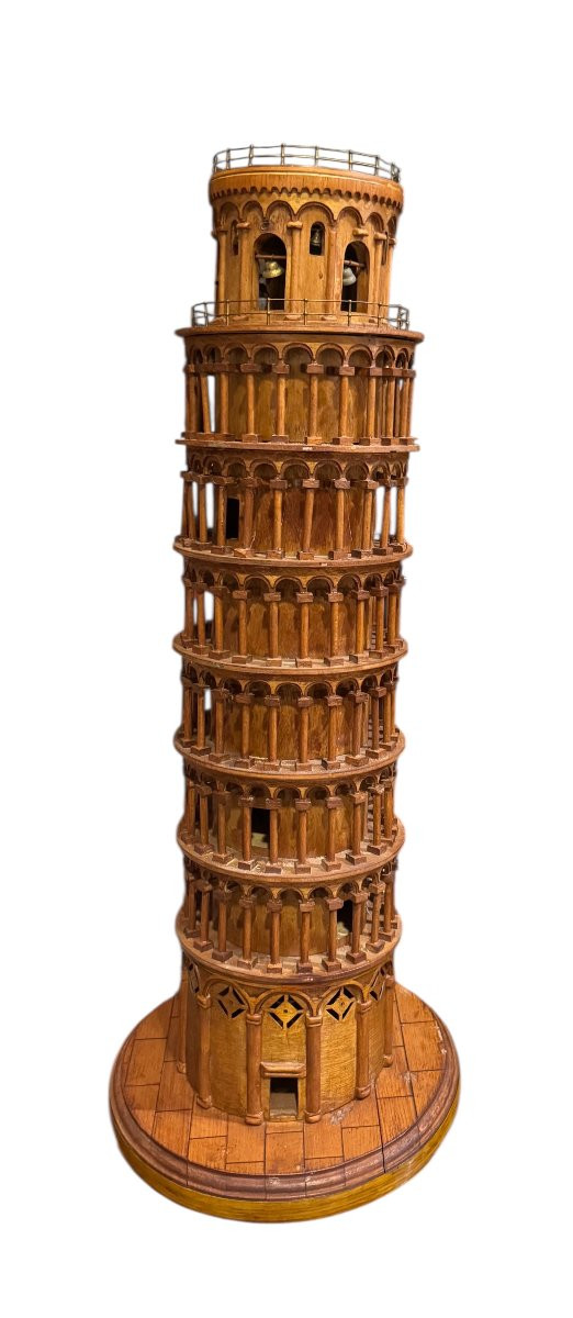 Grand Tour – Modellino della Torre di Pisa in legno – XIX secolo.-photo-2