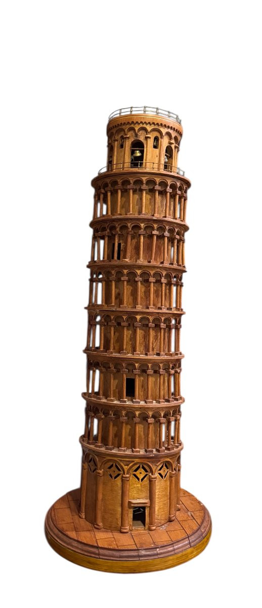 Grand Tour – Modellino della Torre di Pisa in legno – XIX secolo.-photo-3