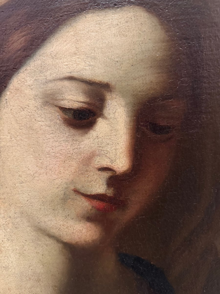 DIPINTO SU TELA " MADONNA - VERGINE MARIA " - XVII SECOLO.-photo-3