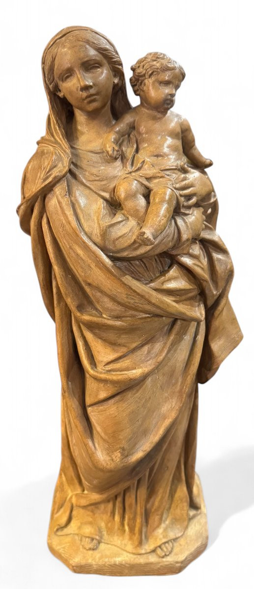 MADONNA CON BAMBINO - STATUA IN TERRACOTTA BOLOGNESE XVIII SECOLO.-photo-3