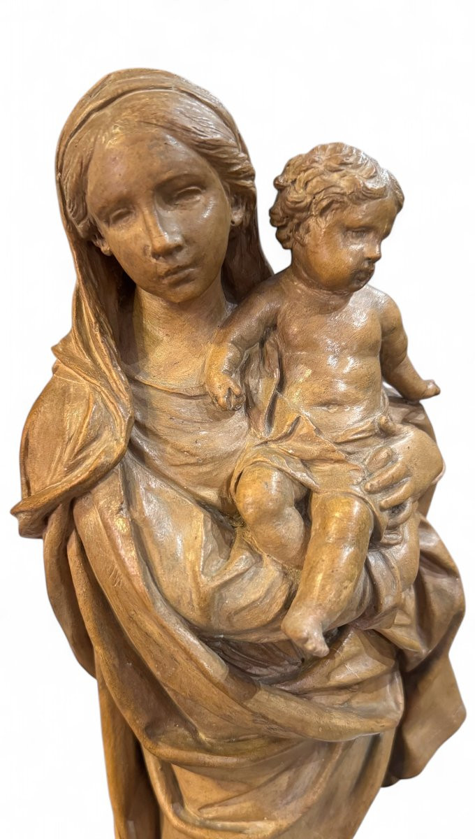 MADONNA CON BAMBINO - STATUA IN TERRACOTTA BOLOGNESE XVIII SECOLO.-photo-2