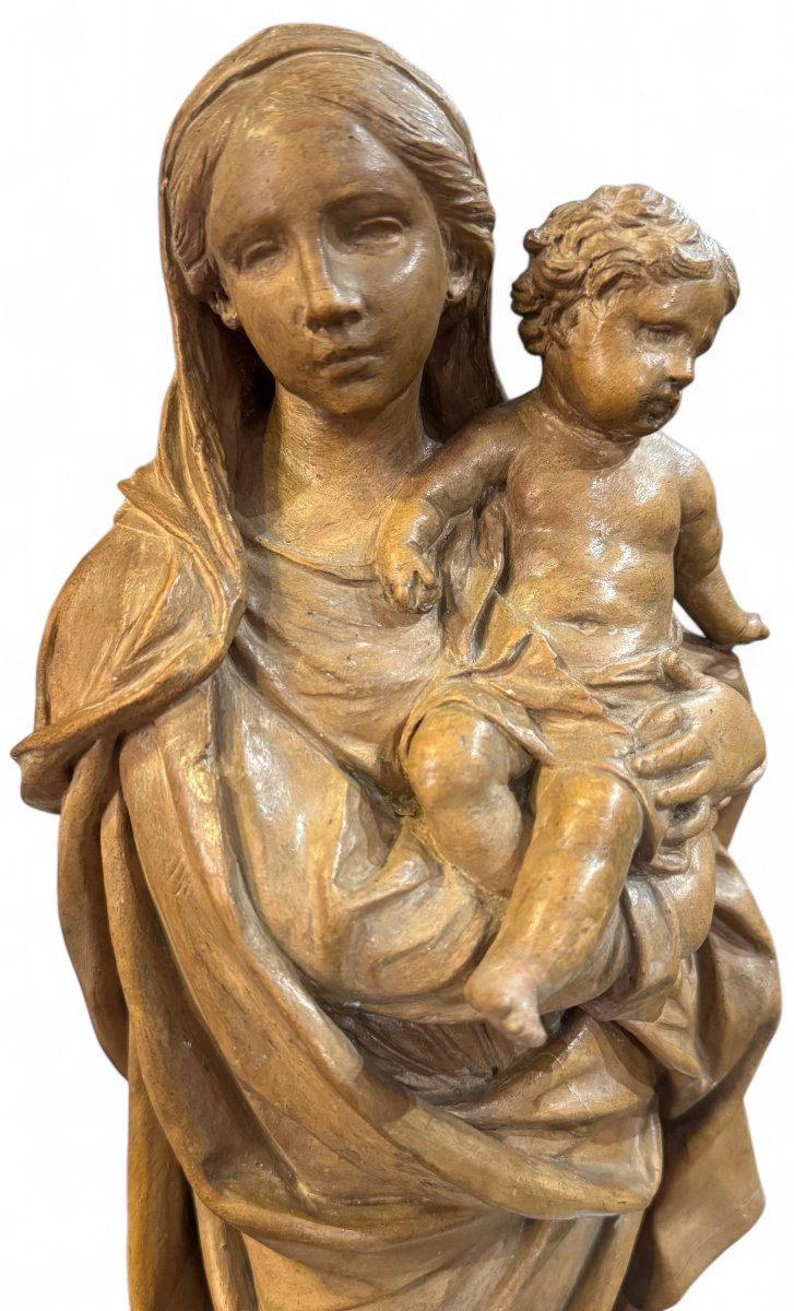 MADONNA CON BAMBINO - STATUA IN TERRACOTTA BOLOGNESE XVIII SECOLO.-photo-3