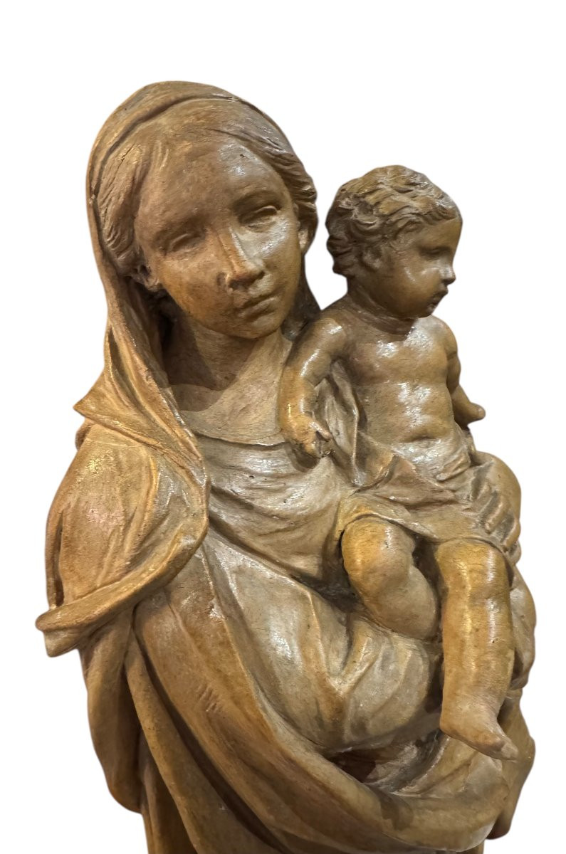 MADONNA CON BAMBINO - STATUA IN TERRACOTTA BOLOGNESE XVIII SECOLO.-photo-5