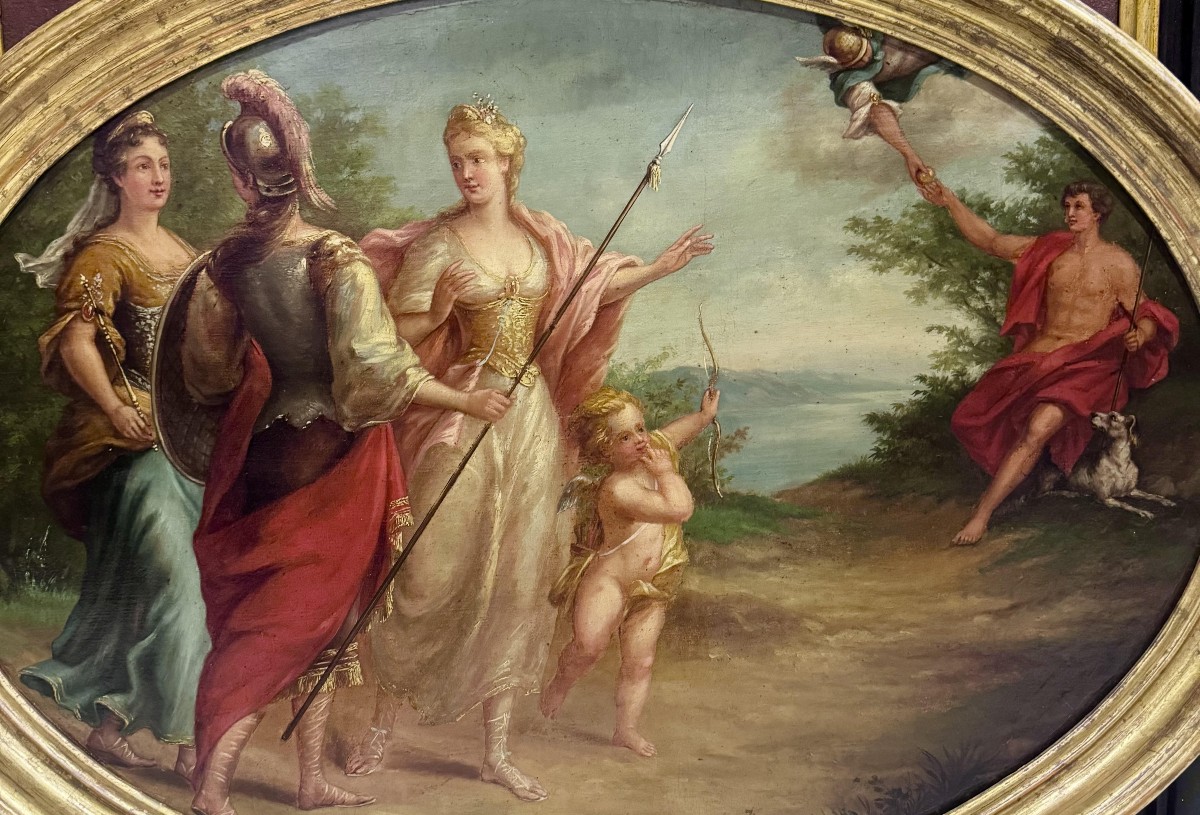 IL GIUDIZIO DI PARIDE - Dipinto su tela ultimo quarto del XVIII secolo-photo-4