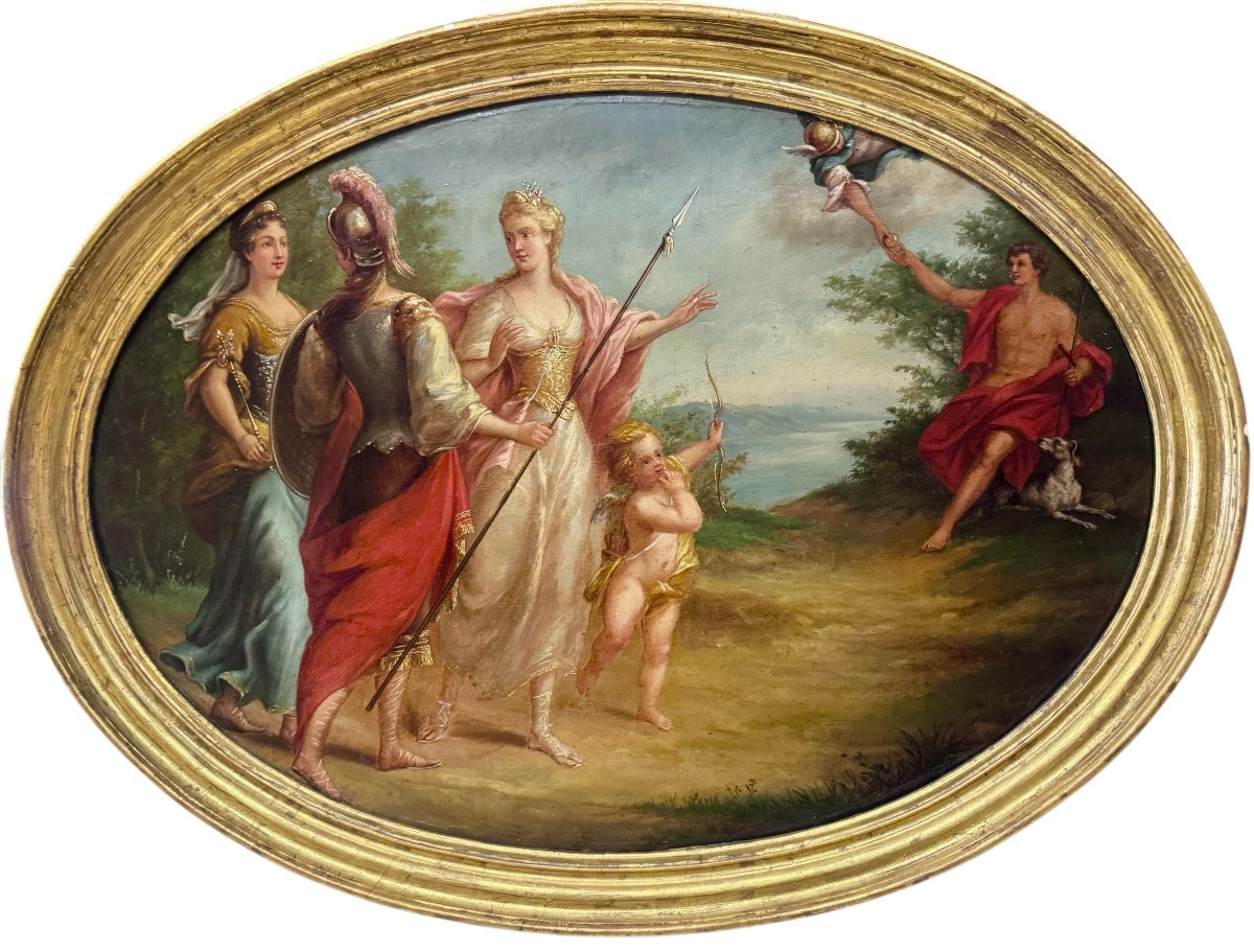 IL GIUDIZIO DI PARIDE - Dipinto su tela ultimo quarto del XVIII secolo