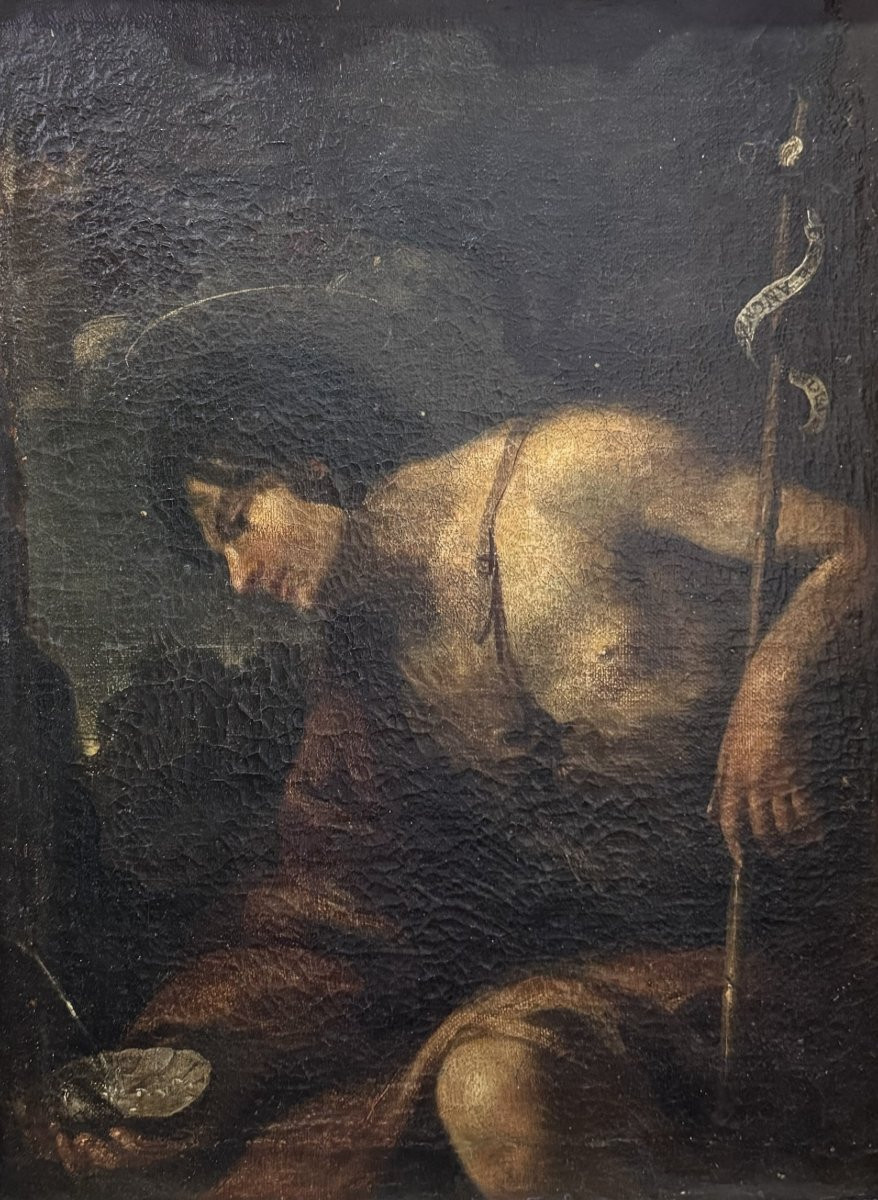 San Giovanni Battista nel deserto, dipinto ad olio su tela del XVII secolo.-photo-3