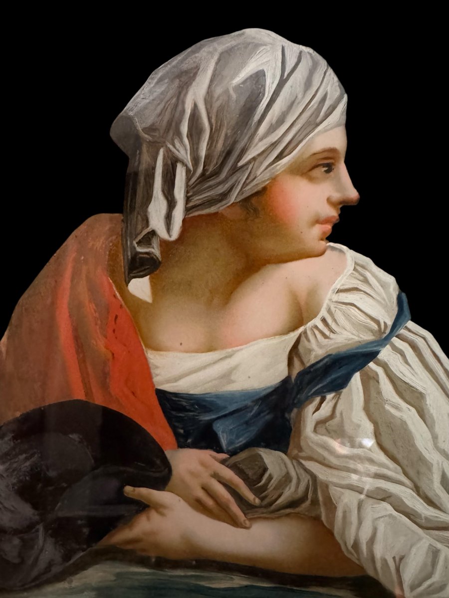 DIPINTO SU VETRO “FIGURA FEMMINILE” – VENEZIA SECOLO XVIII-photo-4