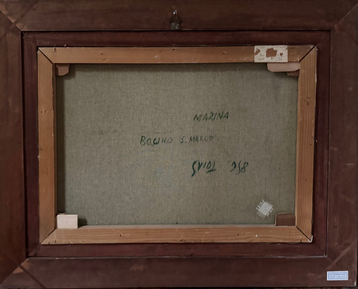 VIRGILIO GUIDI - Dipinto "Bacino di San Marco" a Venezia 1958-photo-3