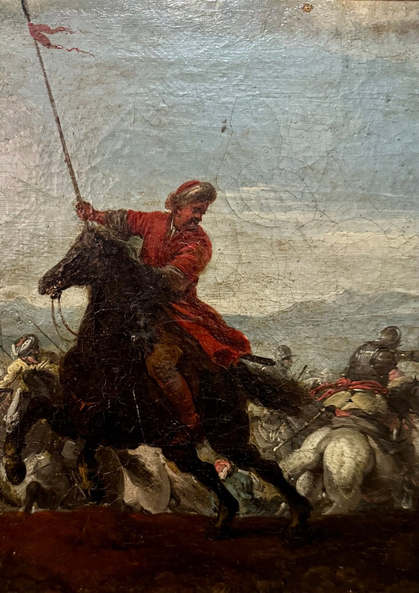 Battaglia, Jacques Courtois, dipinto ad olio su tela-photo-3