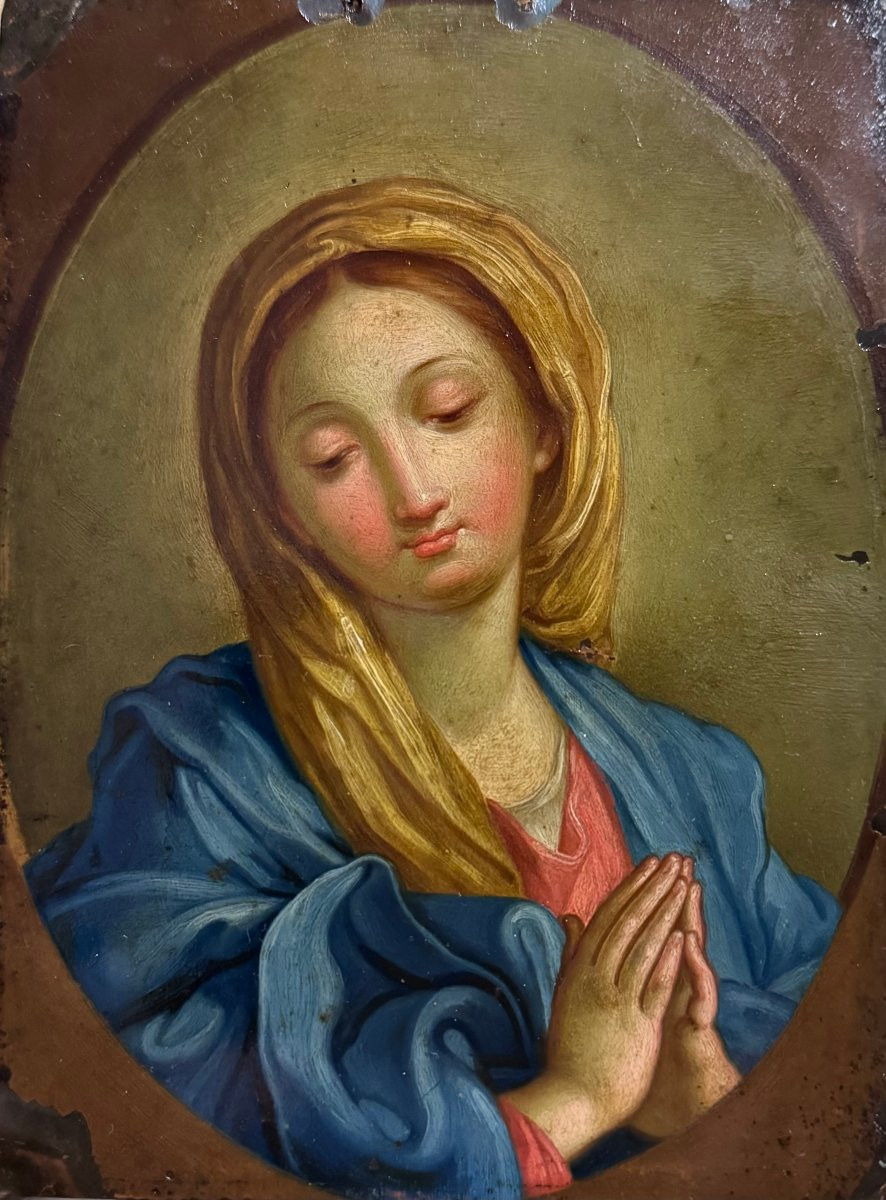 Madonna in preghiera – dipinto ad olio su rame-photo-4