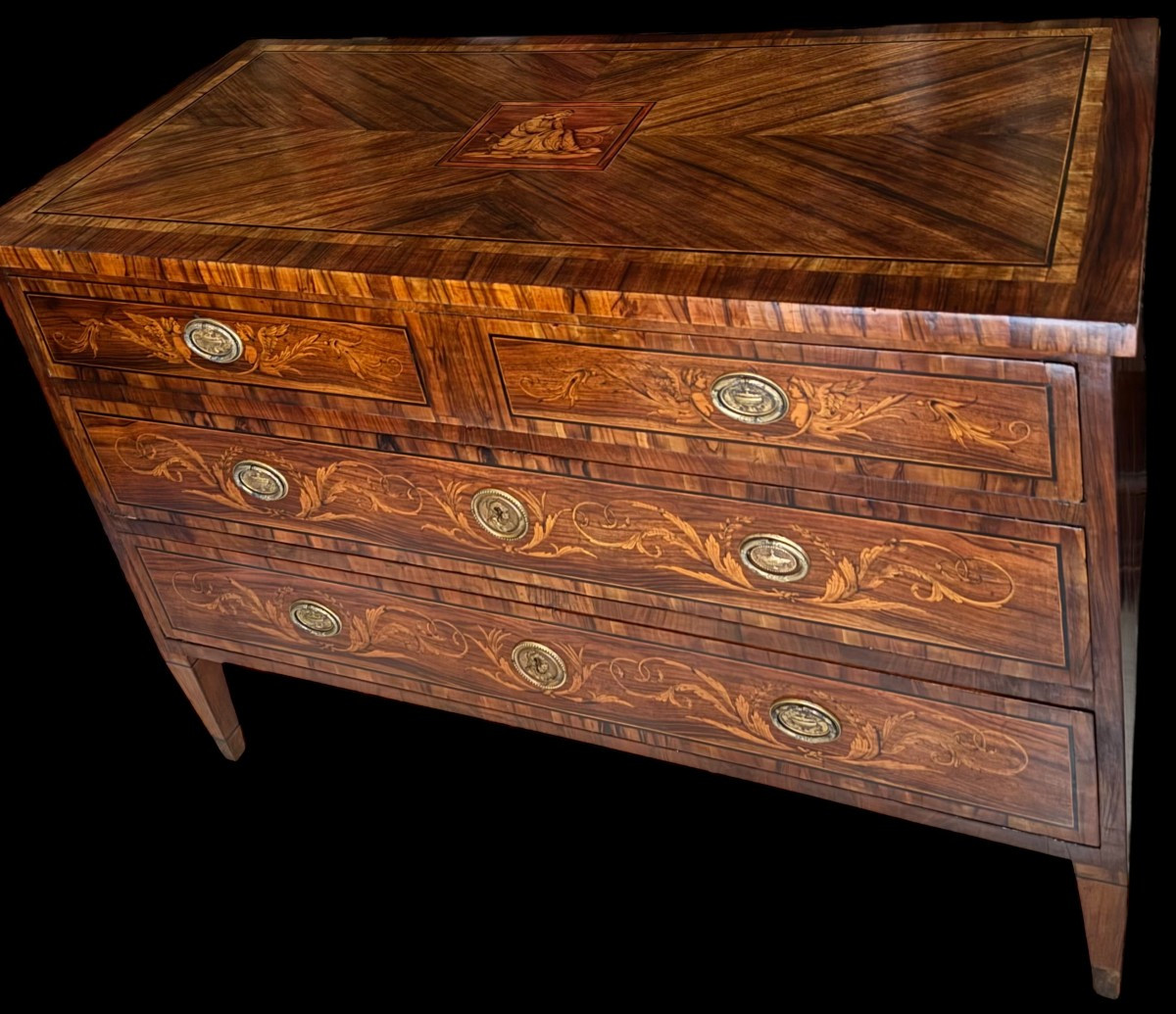 CASSETTONE INTARSIATO LUIGI XVI NEOCLASSICO