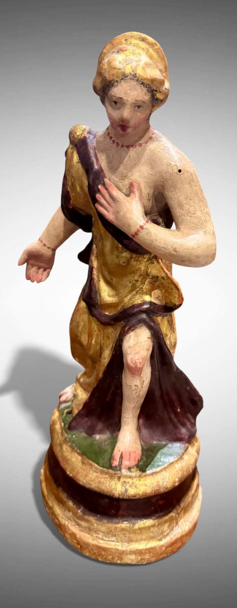 STATUA IN CARTAPESTA POLICROMA "FIGURA FEMMINILE" - XVII-XVIII SECOLO-photo-2