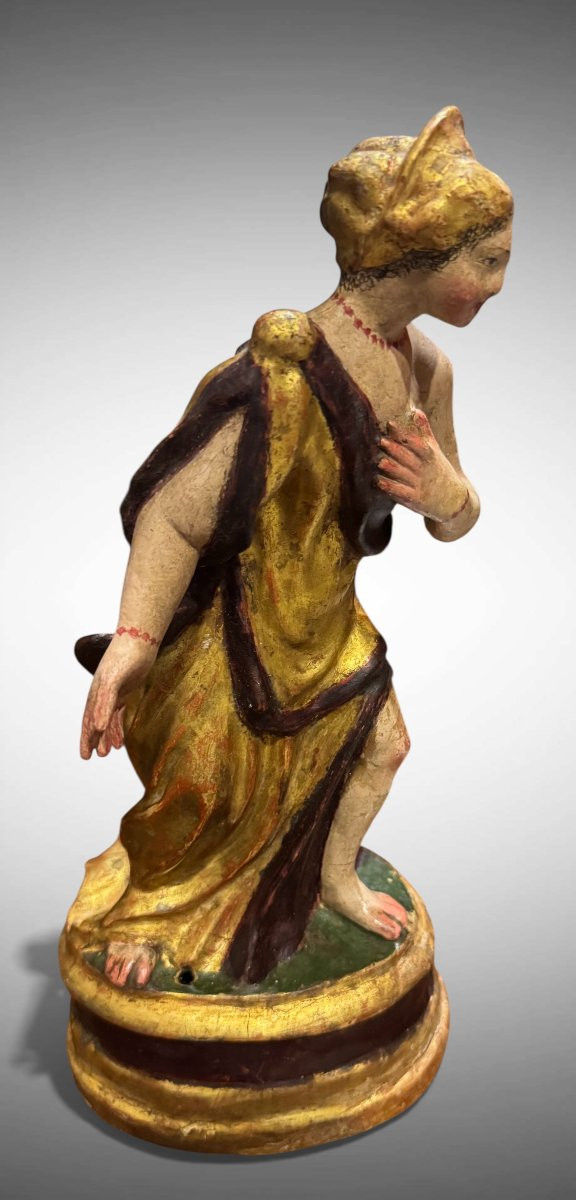 STATUA IN CARTAPESTA POLICROMA "FIGURA FEMMINILE" - XVII-XVIII SECOLO-photo-3